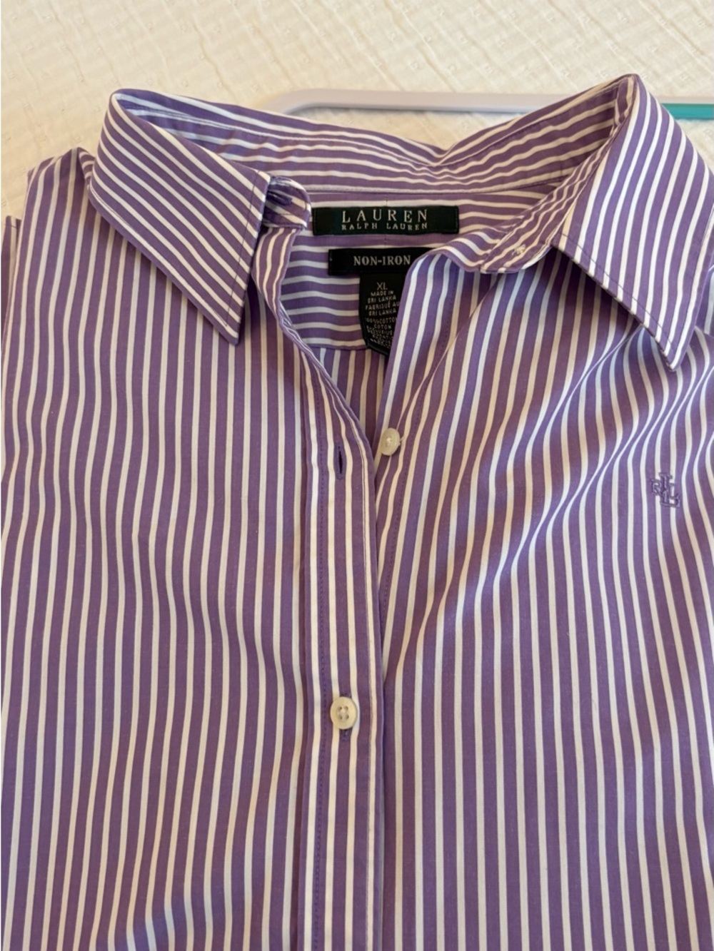 Ralph Lauren Purple and White Stripe Dress Shirt - Men